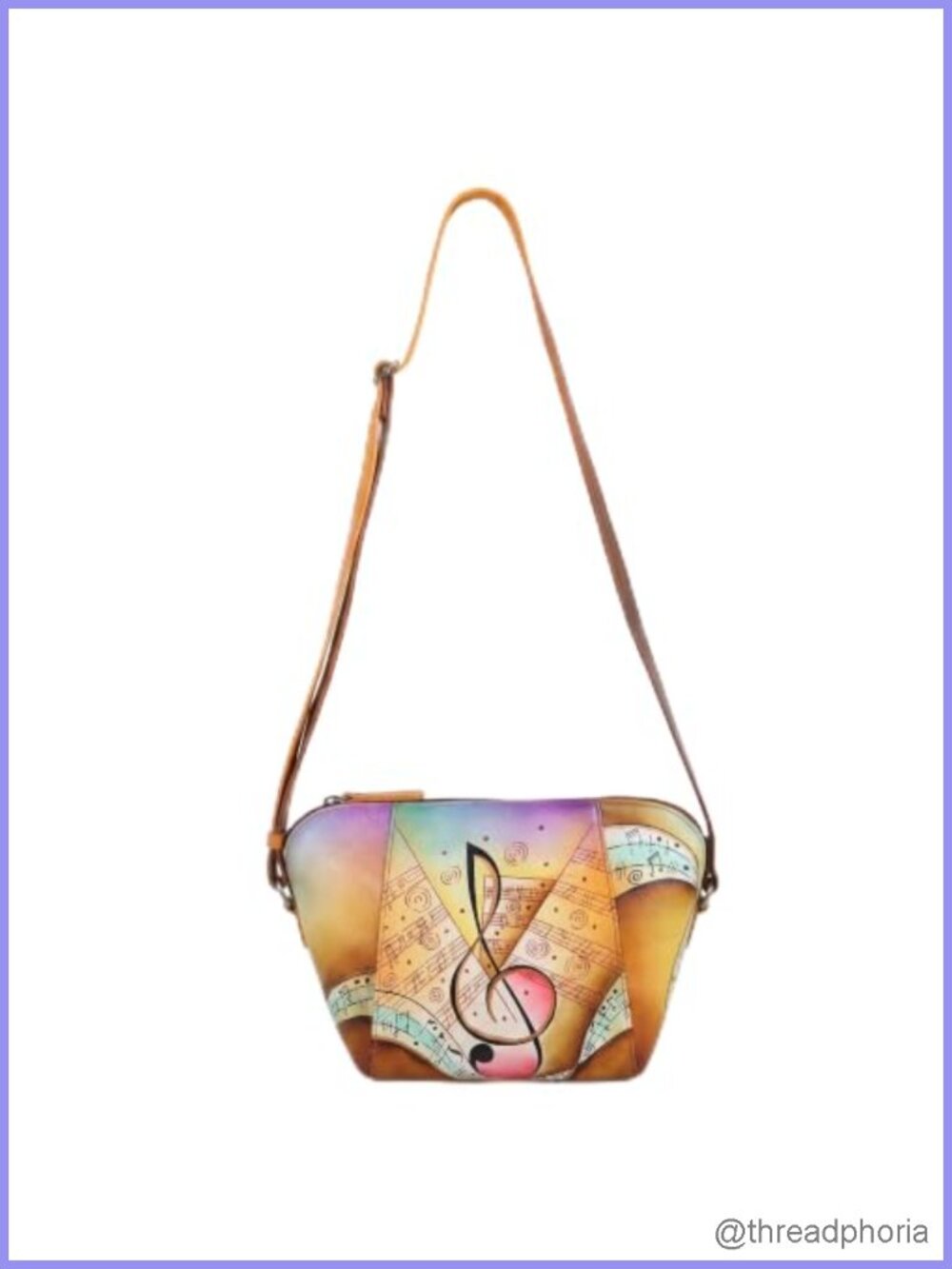 Hand Painted Genuine Leather Crossbody Bag for Women